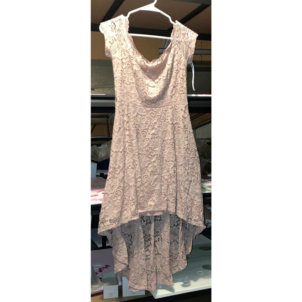 M dressystar off the shoulder dusty pink older fabric high low lace floral dress